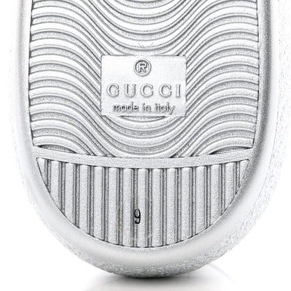 Gucci Metallic Nappa Interlocking G Perforated Mens Ace Sneakers 9 Argento 8 of 9