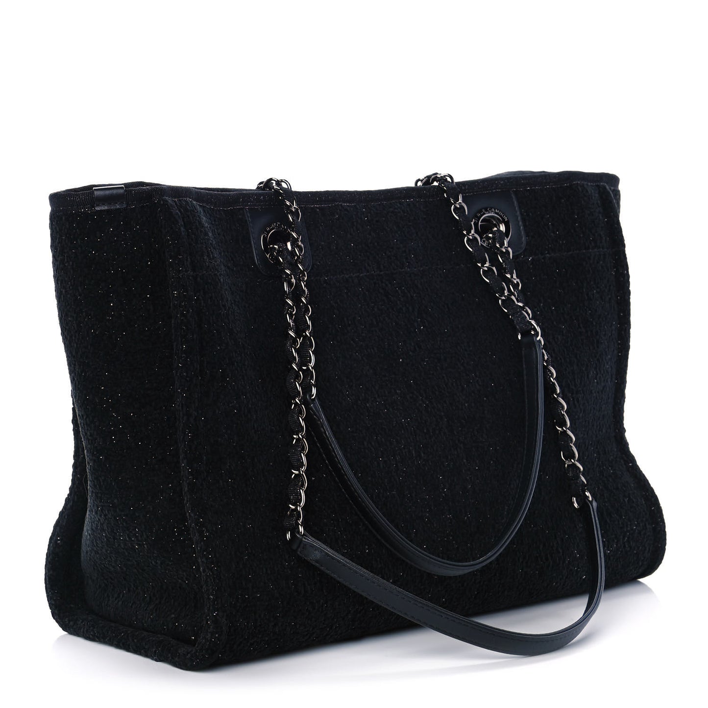 Lurex Boucle Small Deauville Tote Black