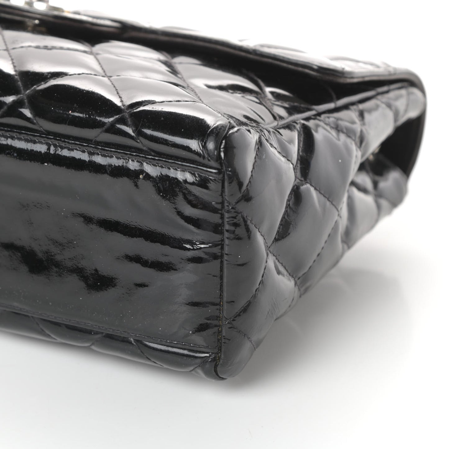 Patent Quilted Medium Single Flap Black