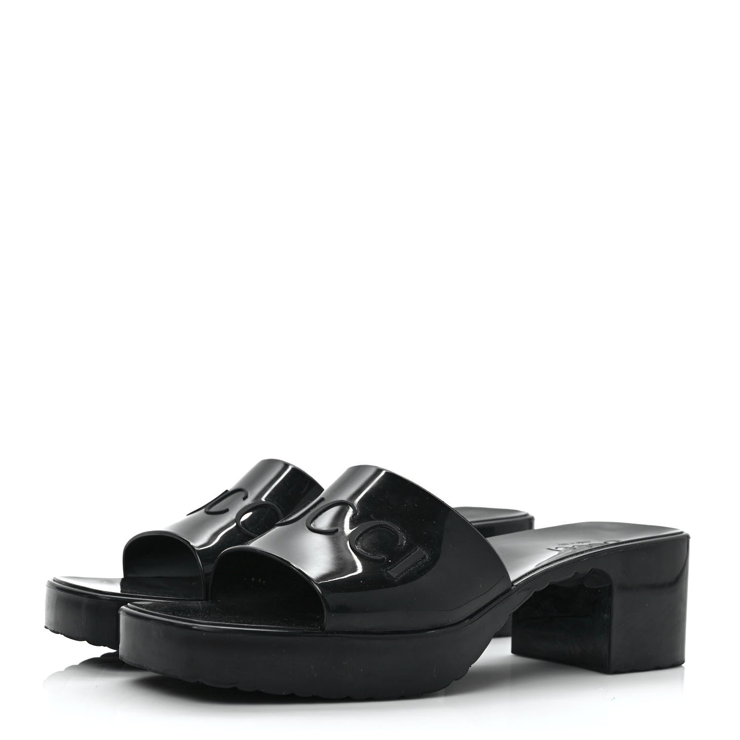 Gucci Rubber Gucci Logo Womens Platform 20/60mm Slide Sandals 39 Black 3 of 8