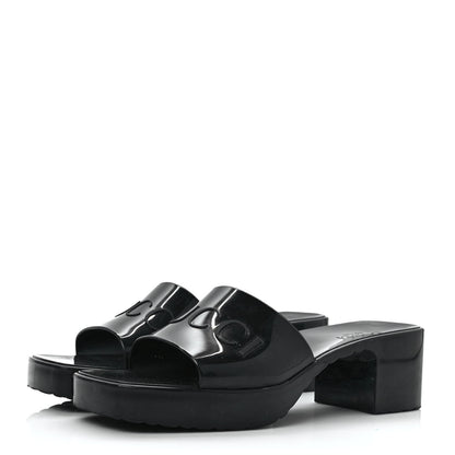 Gucci Rubber Gucci Logo Womens Platform 20/60mm Slide Sandals 39 Black 3 of 8