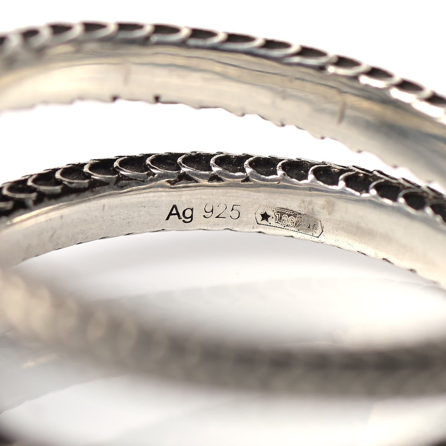 Gucci Sterling Silver Gucci Garden Double Snake Ring 53 6.5 10 of 10