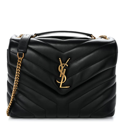 Saint Laurent Calfskin Y Quilted Monogram Small Loulou Chain Satchel Black Black 1 of 12