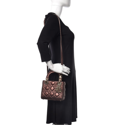 Christian Dior Metallic Grained Calfskin Cannage Mini Lady Dior Noisette 2 of 11