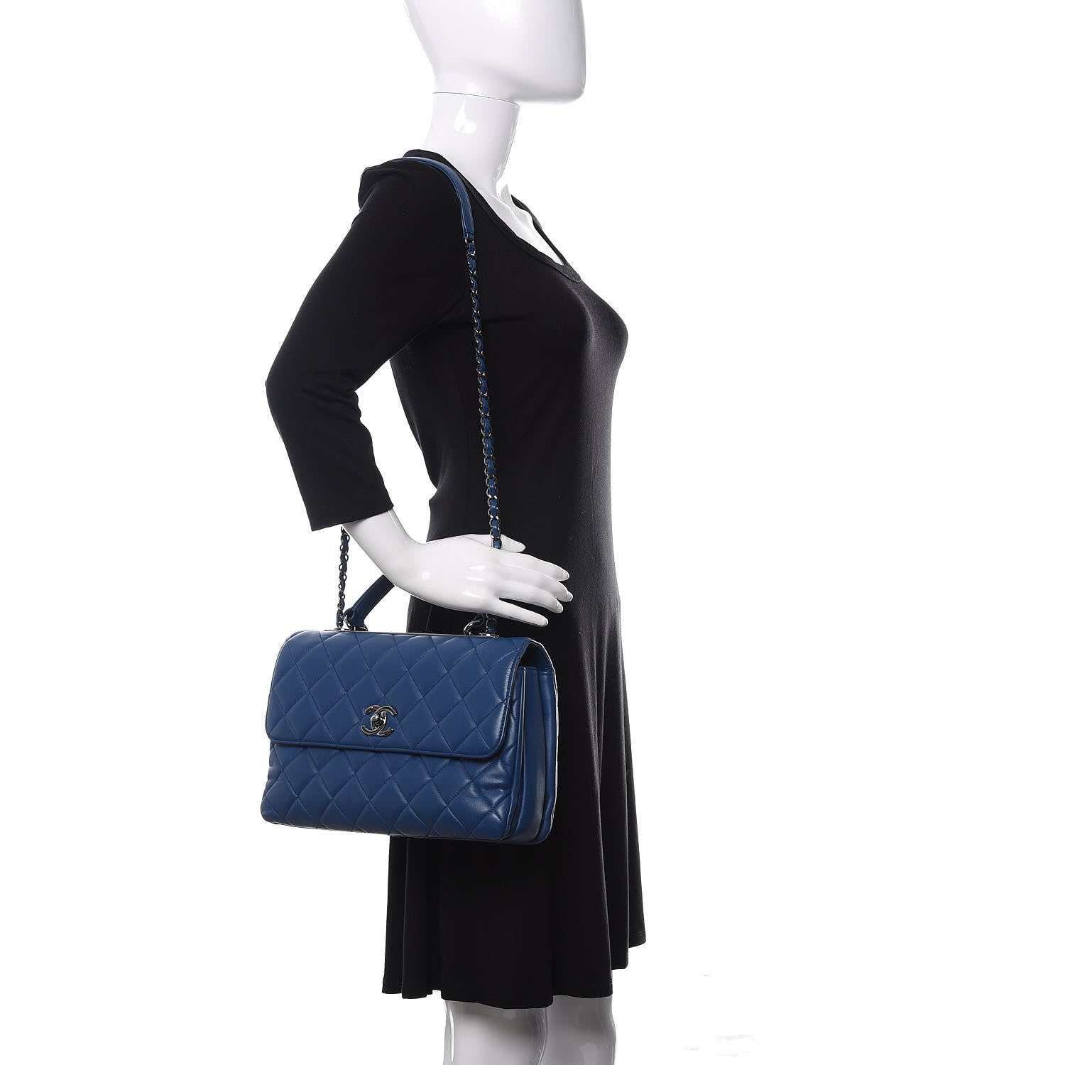 Chanel Lambskin Quilted Medium Trendy CC Flap Dual Handle Blue 2 of 12