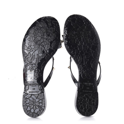 Valentino Garavani PVC Jelly Rockstud Bow Thong Sandals 38 Black 5 of 9