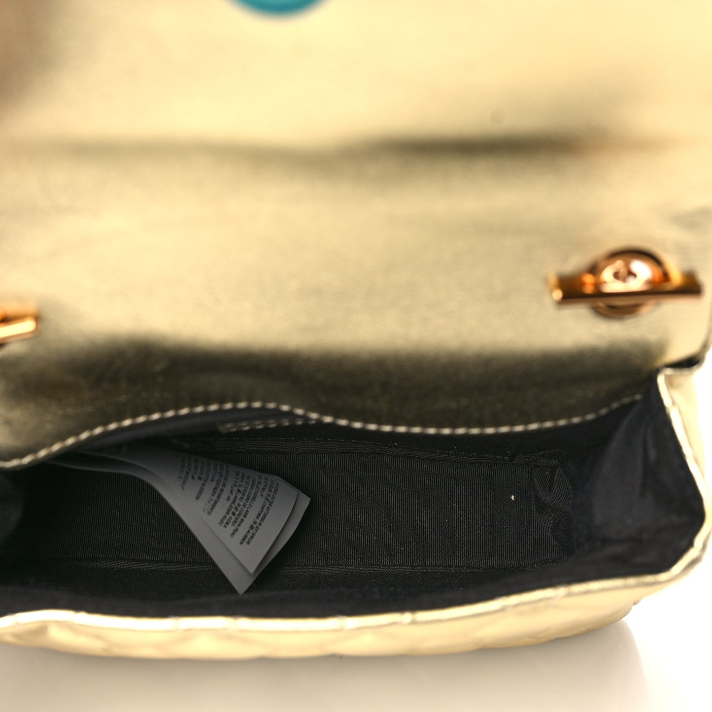 Metallic Nappa Quilted Small Medusa Chain Crossbody Gold