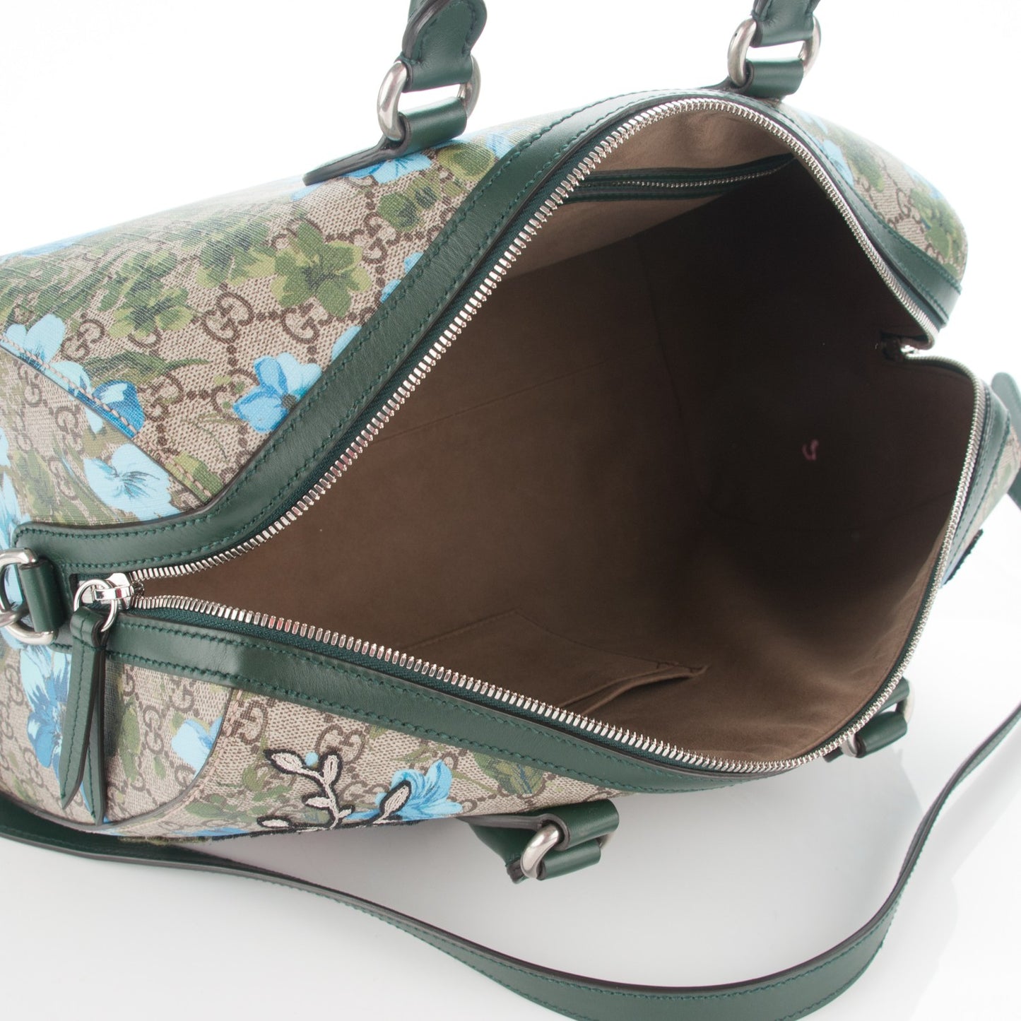 GG Supreme Monogram Bloom Butterfly Embroidered Medium Boston Green