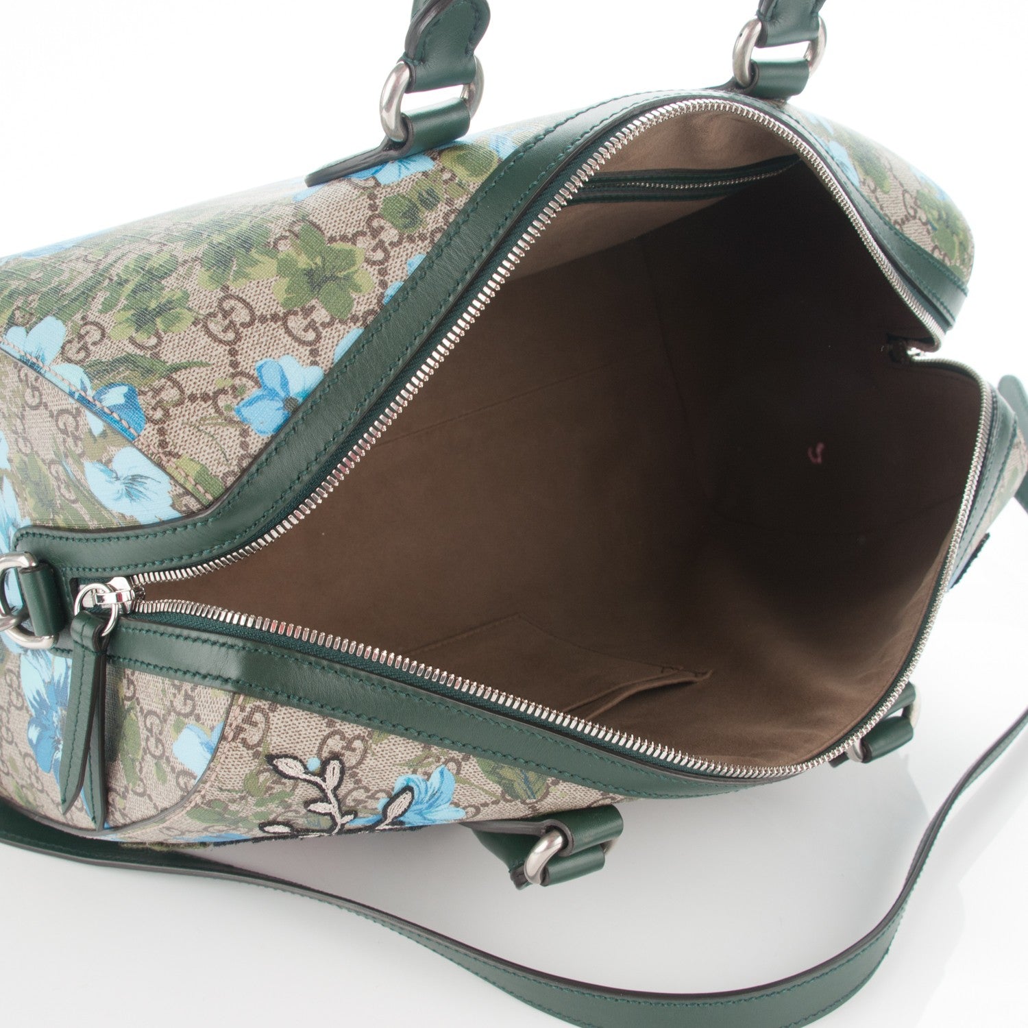 Gucci GG Supreme Monogram Bloom Butterfly Embroidered Medium Boston Green 5 of 7