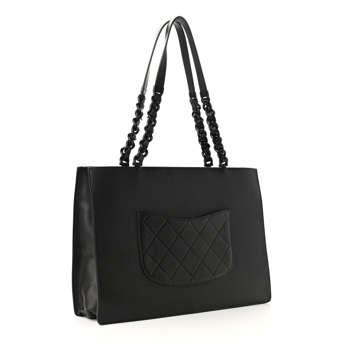 Caviar Quilted My Everything Large Shopping Tote Black