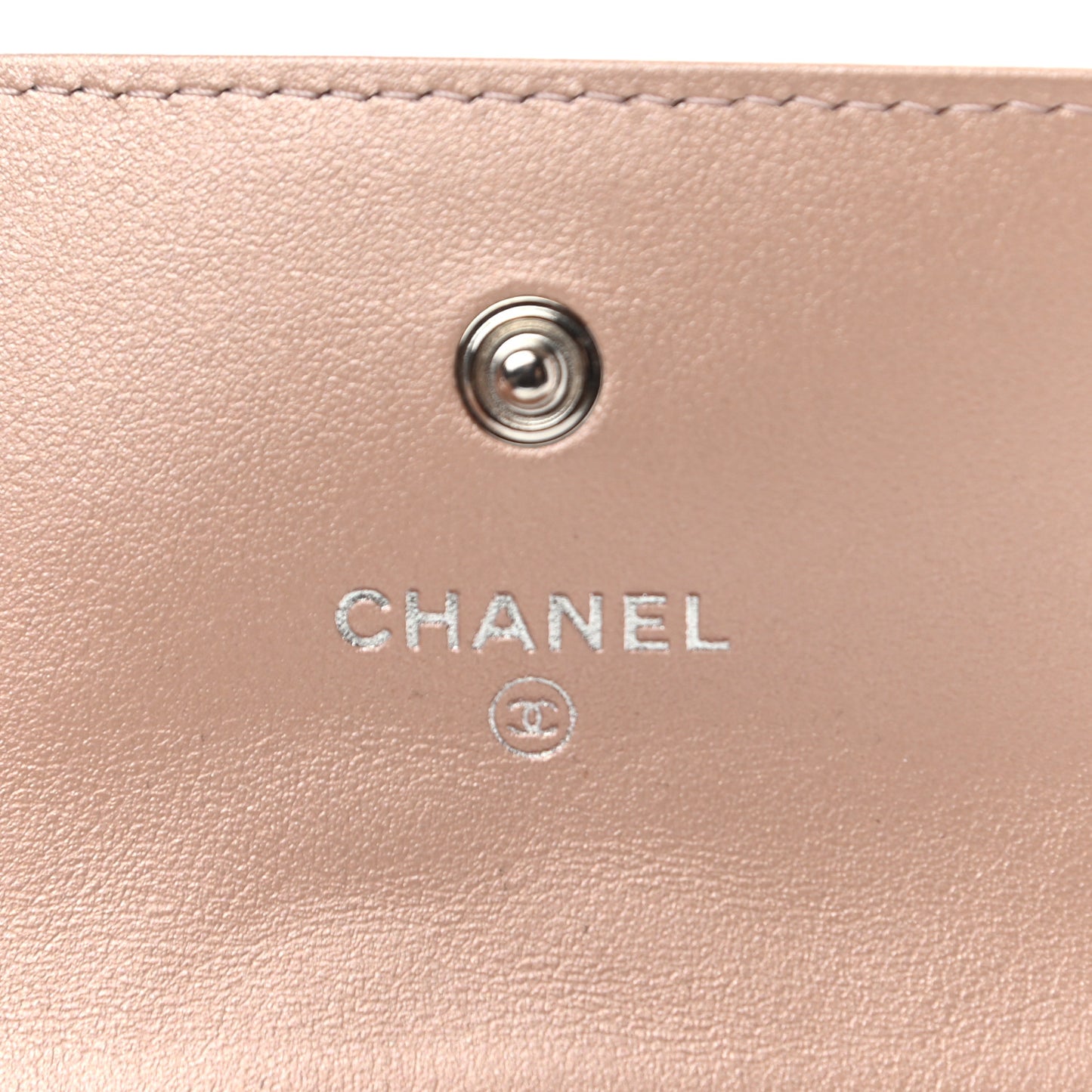 Goatskin Camellia Embossed Card Holder Wallet Light Pink