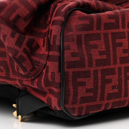 Fendi Recycled Fabric Jacquard Vitello Grace FF 1974 Large Fendi Strike Backpack Rosso Marlboro Black 9 of 10