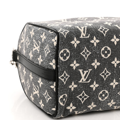 Louis Vuitton Denim Monogram Jacquard Speedy Bandouliere 25 Black 9 of 10