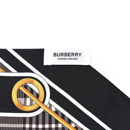 Burberry Silk Skinny Scarf Beige Black 3 of 3