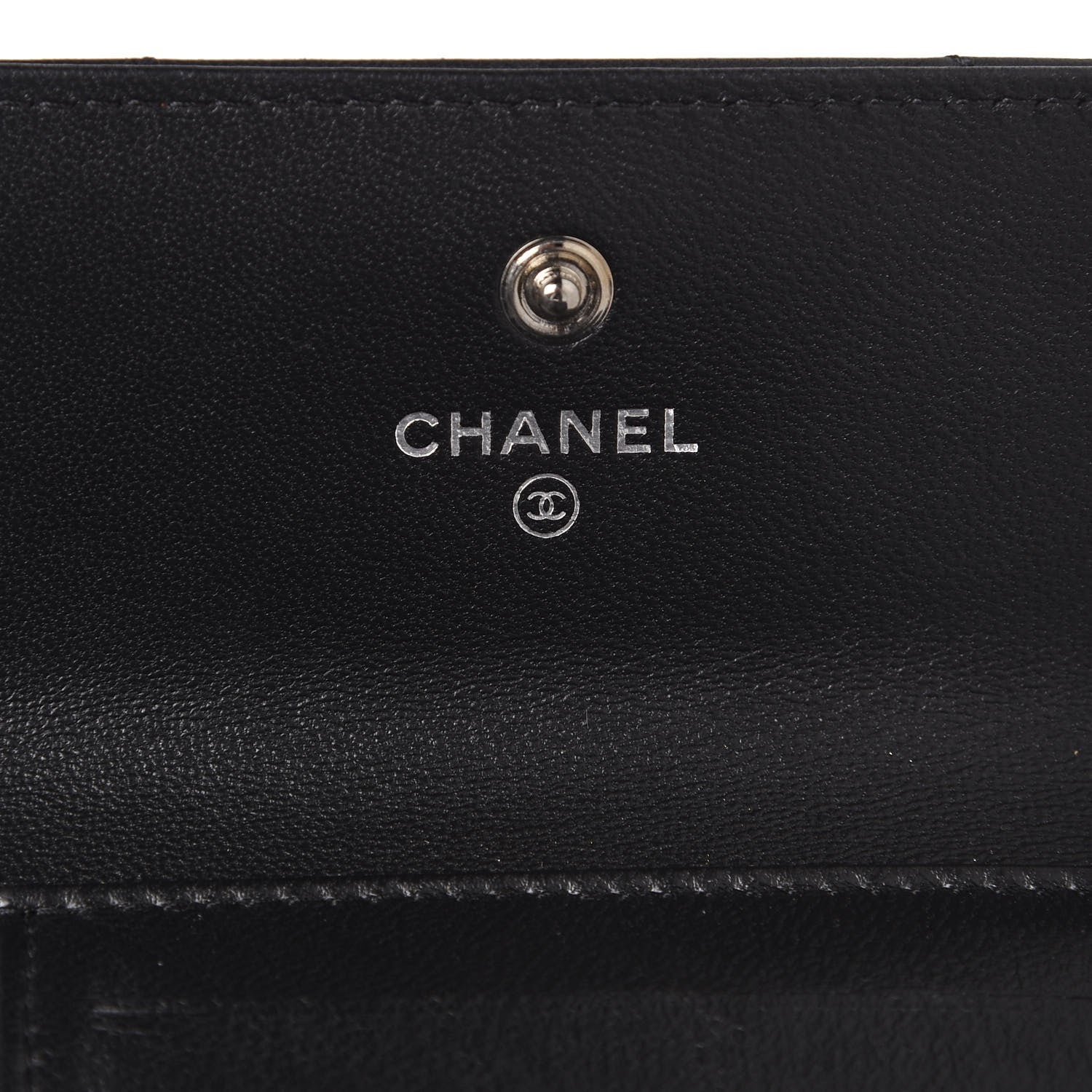 Chanel Lambskin Chevron Quilted Compact Flap Wallet Black 6 of 8