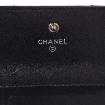 Chanel Lambskin Chevron Quilted Compact Flap Wallet Black 6 of 8