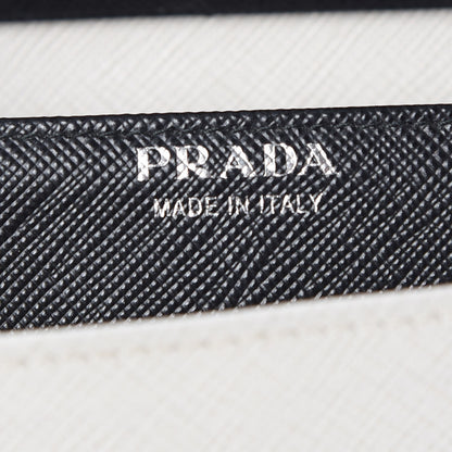 Prada Saffiano Bi-Color Trend Continental Wallet Talco Black 7 of 12