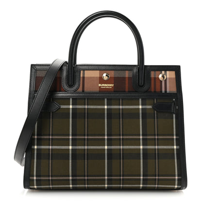 Burberry Wool Tartan Two Handle Title Bag Dark Green 1 of 9