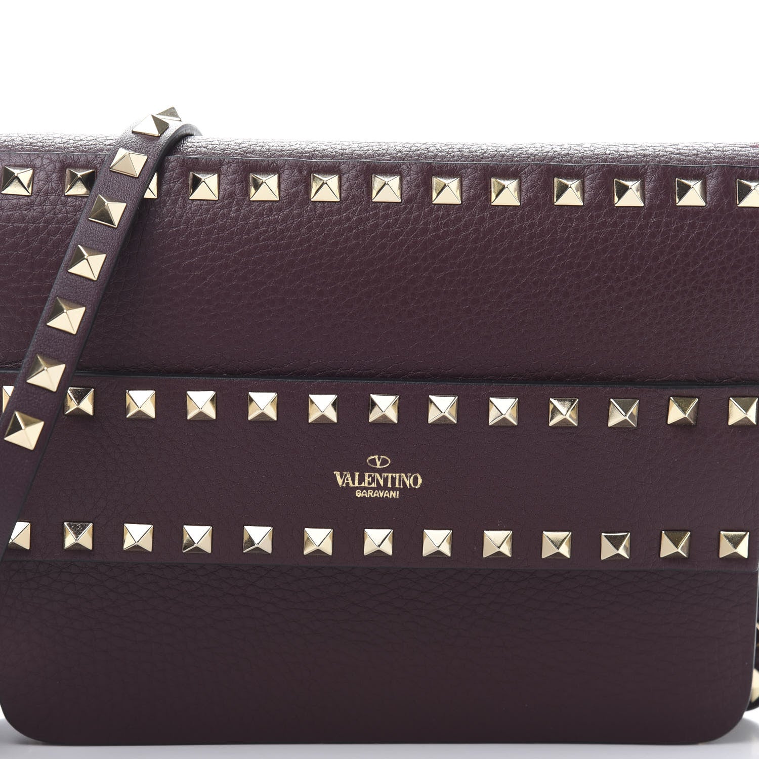 Valentino Garavani Pebbled Calfskin Rockstud Side Slip Crossbody Rubin 13 of 13
