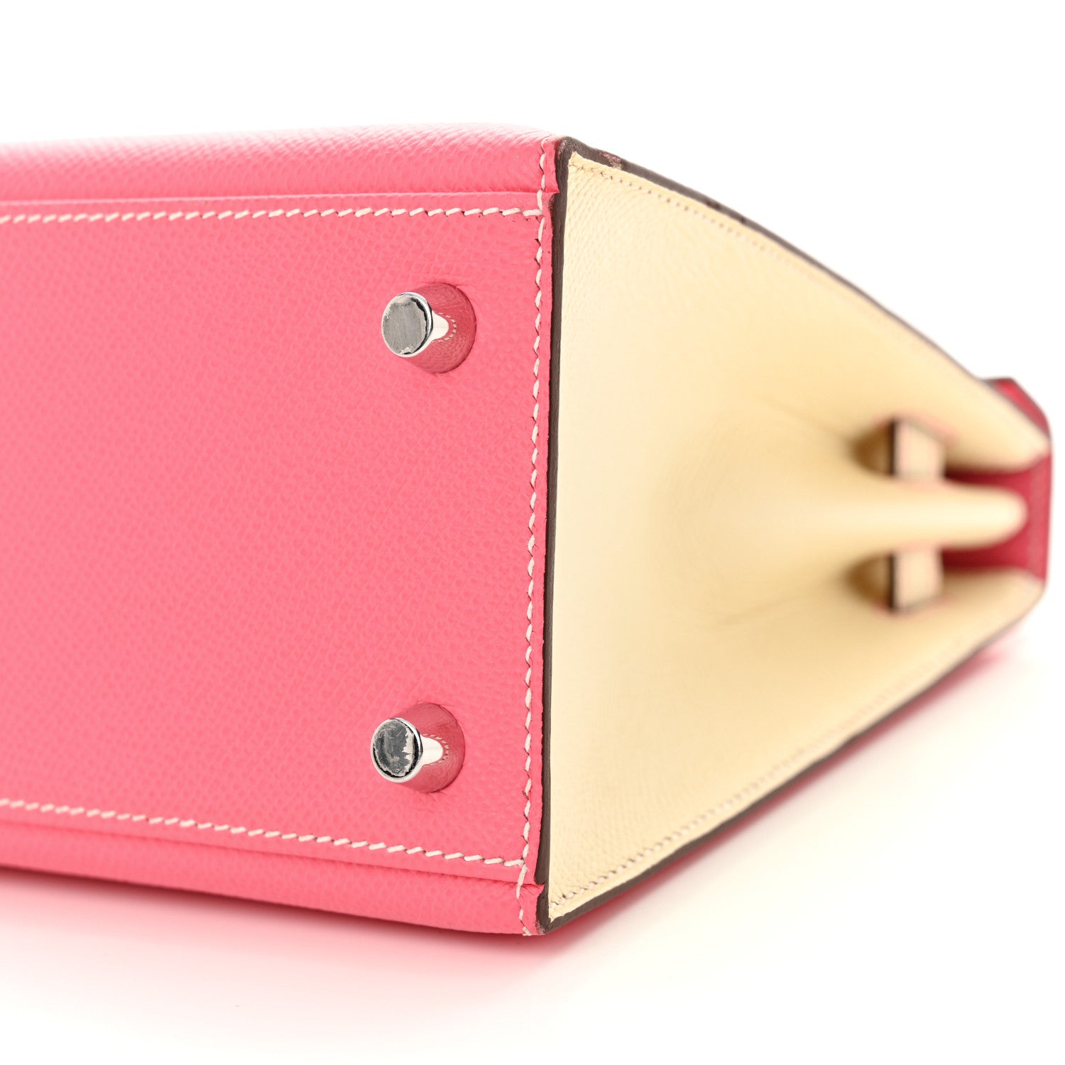 Hermes Epsom Bi-Color Horseshoe Kelly Sellier 25 Rose Azalee Craie 10 of 11