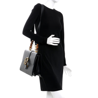 Gucci Moon Calfskin Web Large Dionysus Bamboo Top Handle Bag Black 3 of 21