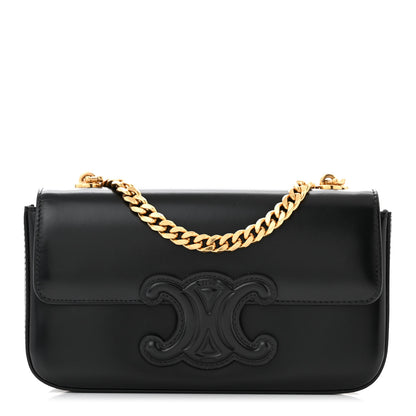 Celine Shiny Calfskin Cuir Triomphe Chain Shoulder Bag Black 1 of 10
