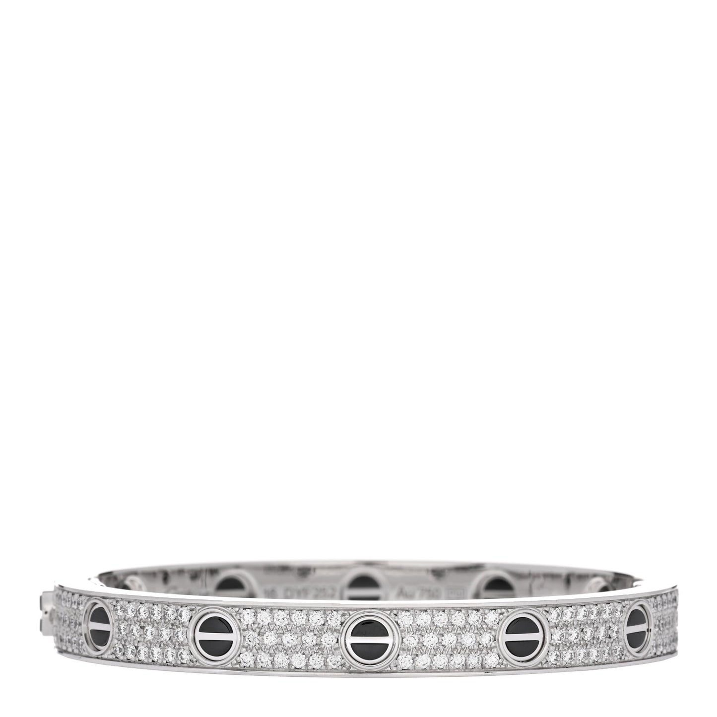 18K White Gold Diamond Ceramic LOVE Paved Bracelet 16