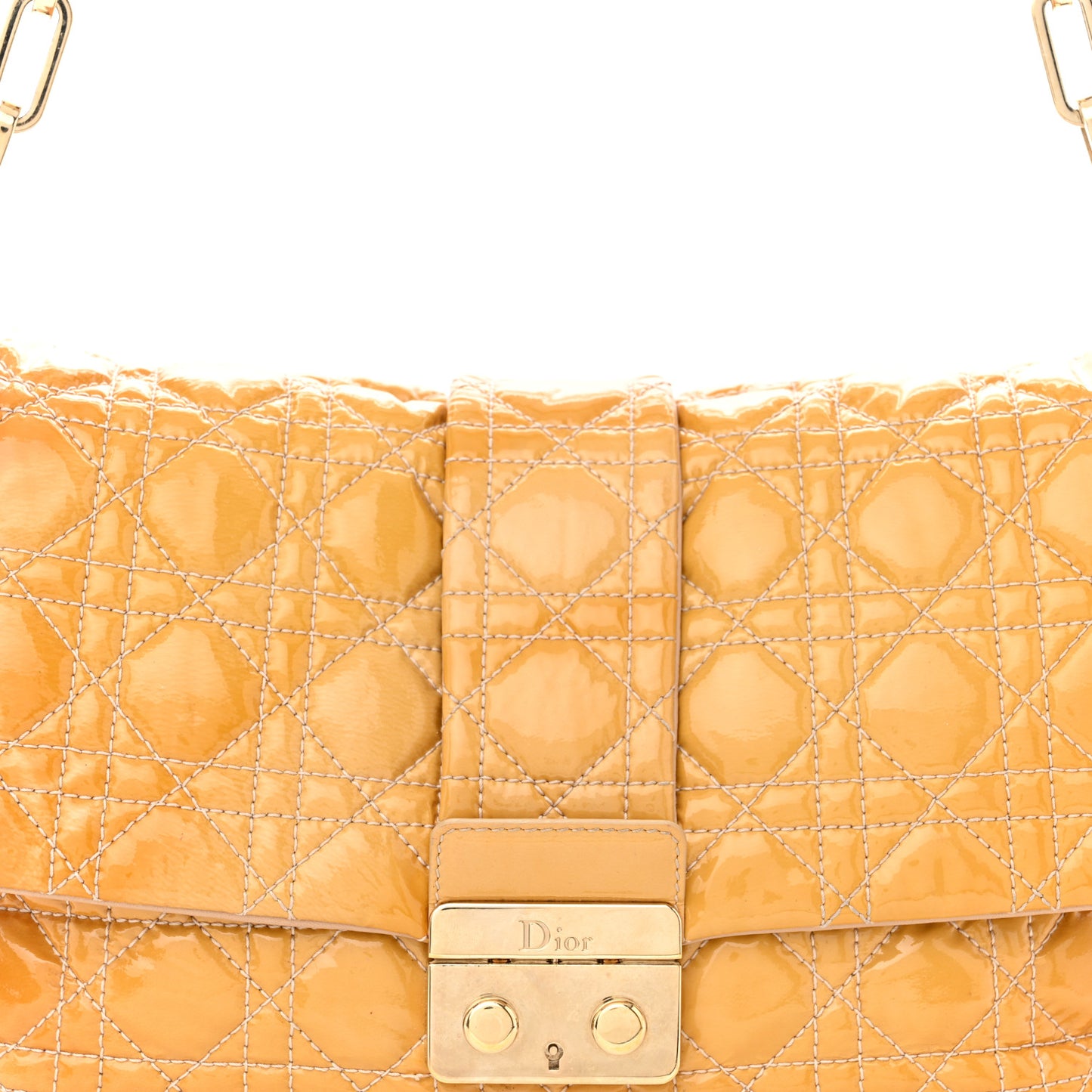 Patent Cannage Large Miss Dior Flap Beige