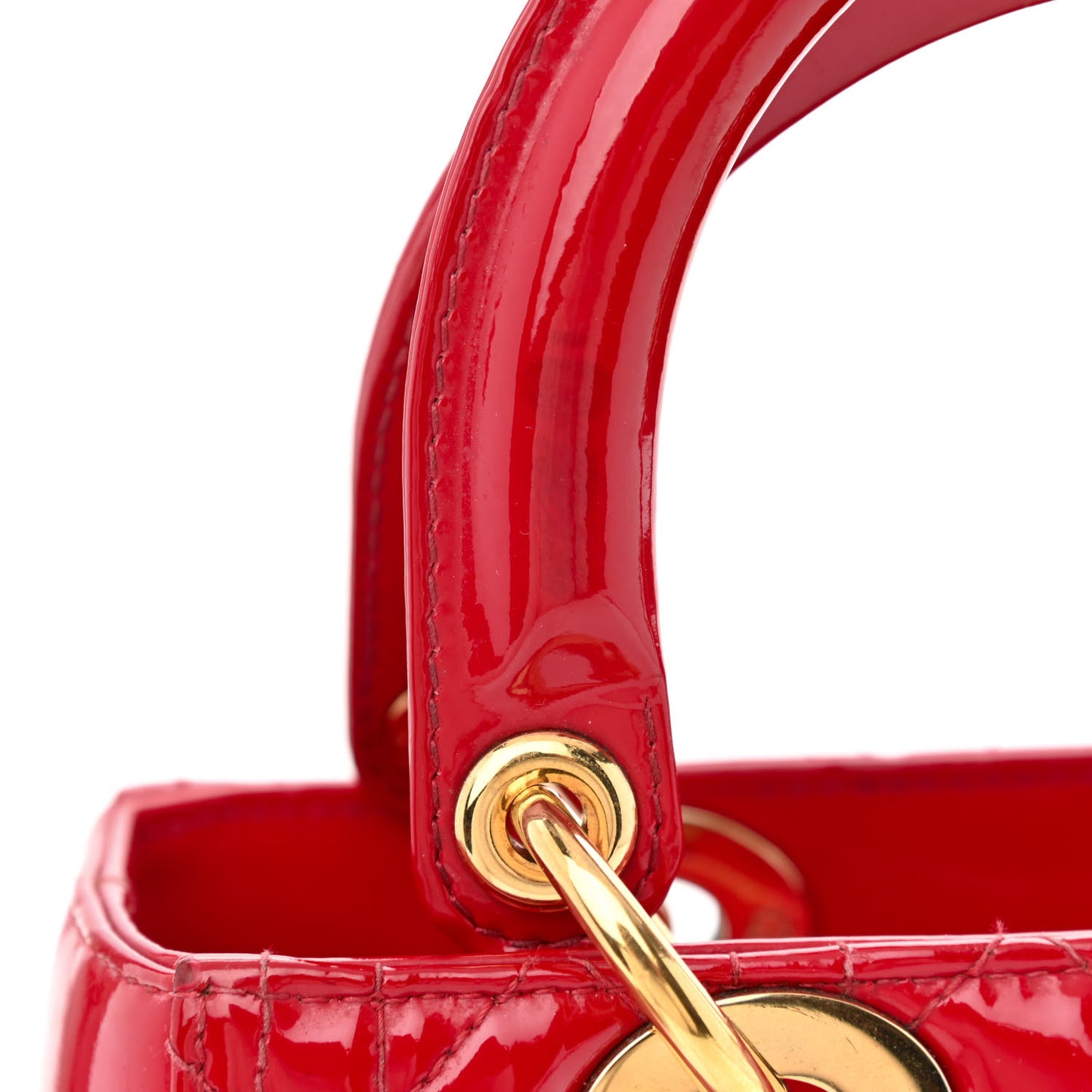 Patent Cannage Medium Lady Dior Red