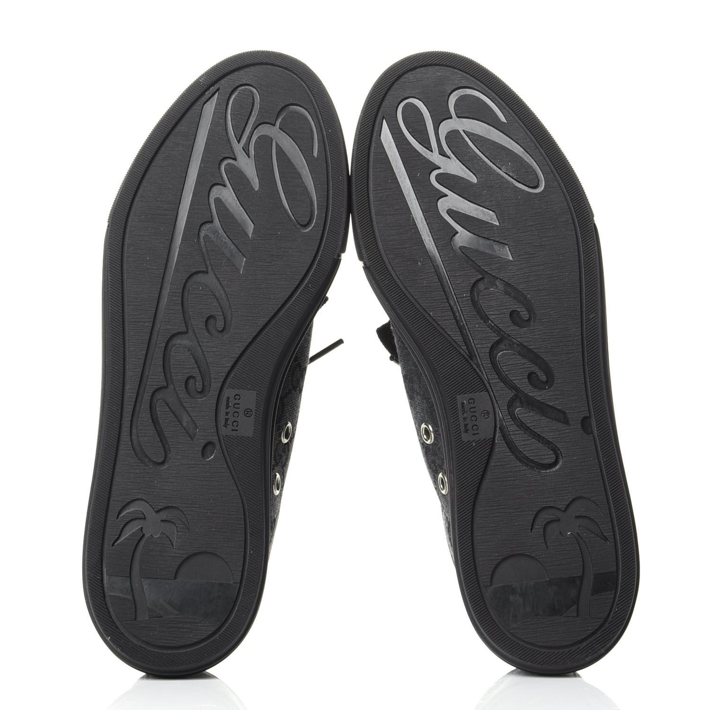 GG Monogram Calfskin Womens Low Top Sneakers 36.5 Piombo Black