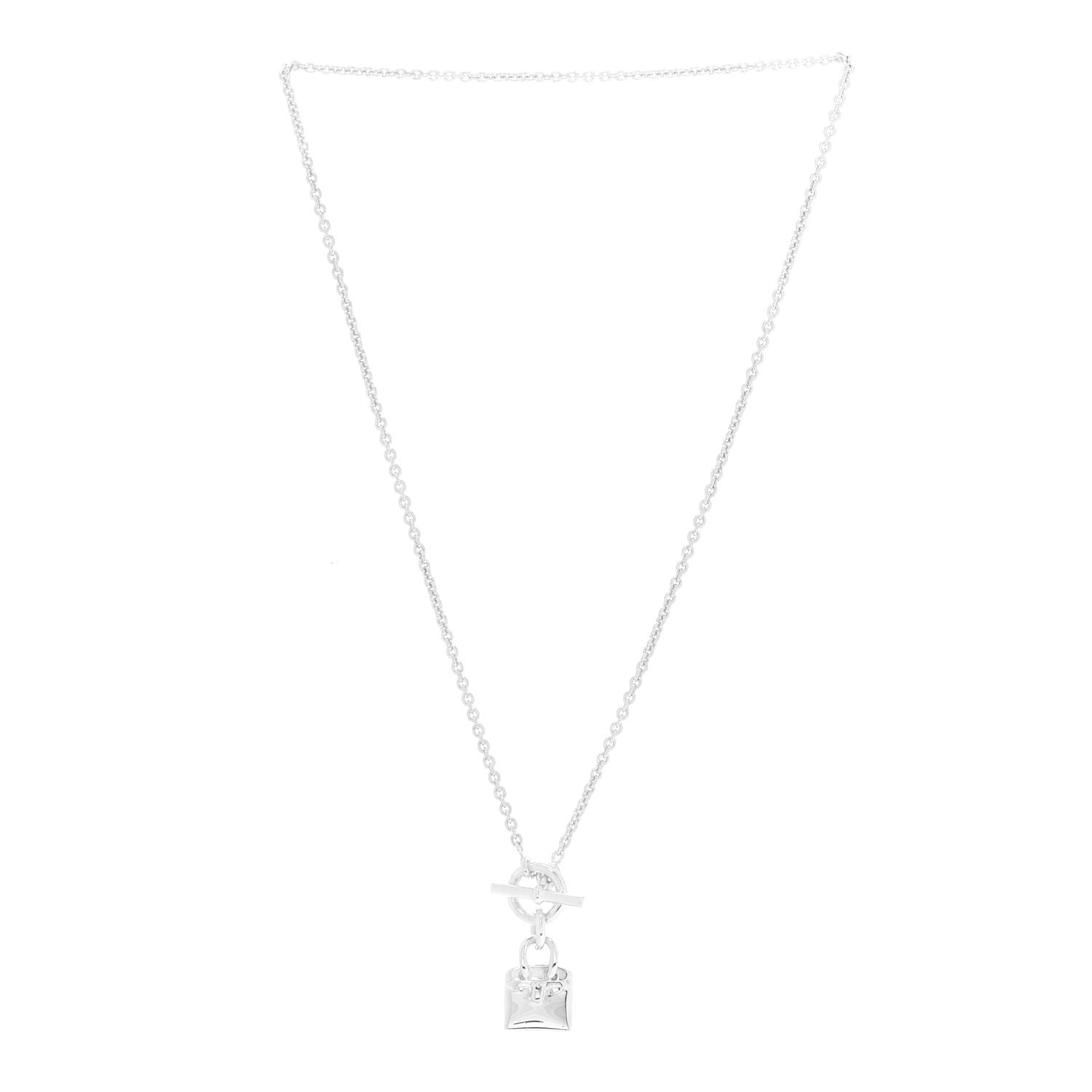 Hermes Sterling Silver Birkin Amulette Pendant Necklace 3 of 6