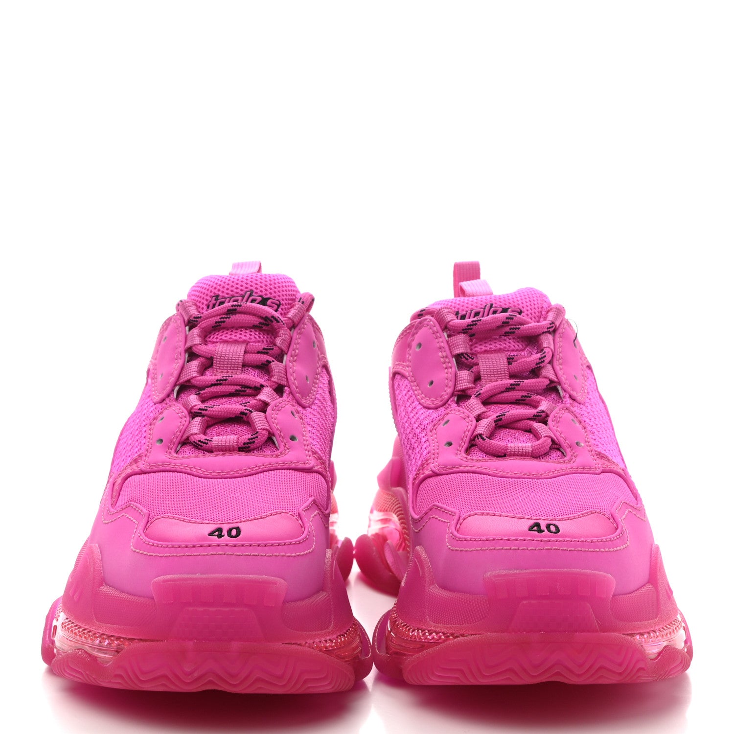 Balenciaga Fabric Mesh Clear Sole Fluo Womens Triple S Sneakers 40 Pink 2 of 9