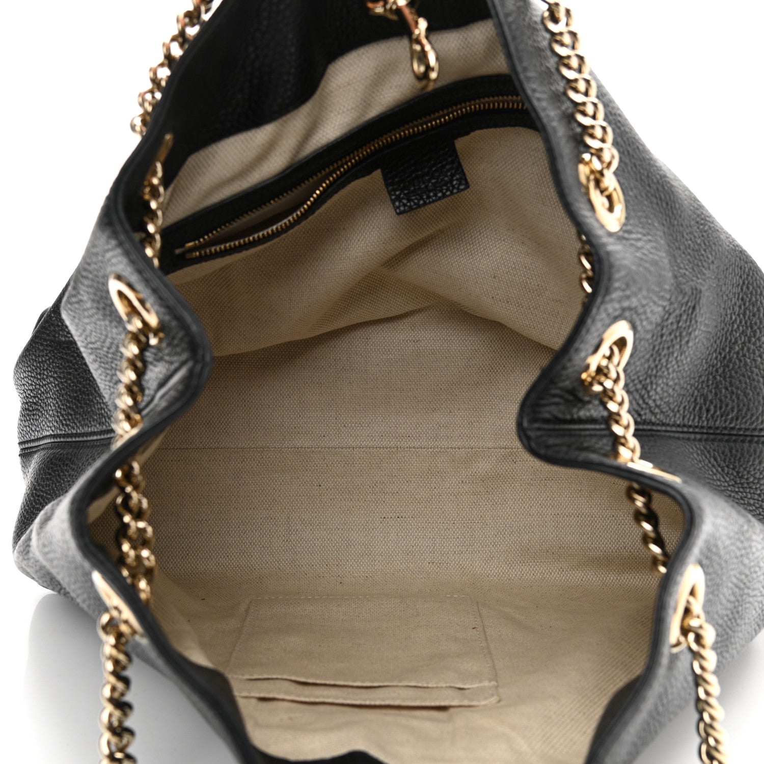 Gucci Pebbled Calfskin Medium Soho Chain Shoulder Bag Black 5 of 13