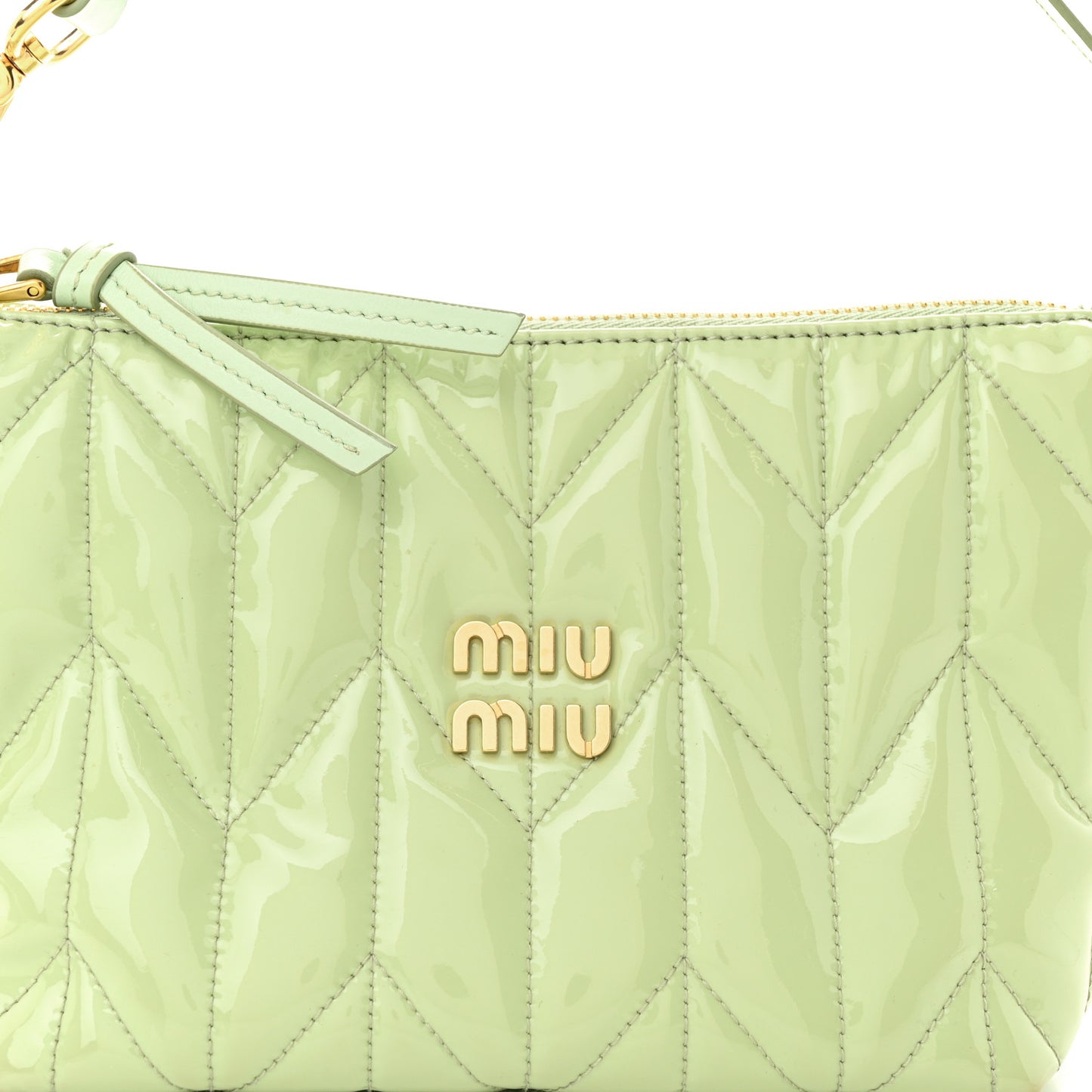 Patent Quilted Mini Spirit Ciré Bag Aqua