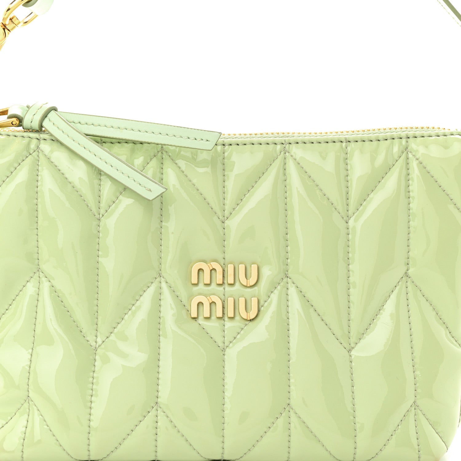 Miu Miu Patent Quilted Mini Spirit Ciré Bag Aqua 8 of 12