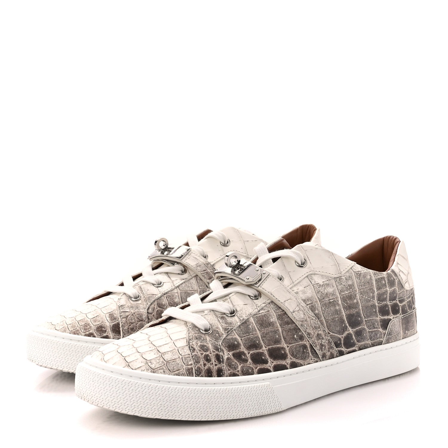 Hermes Matte Niloticus Crocodile Himalaya Mens Day Sneaker 43.5 Blanc 3 of 11