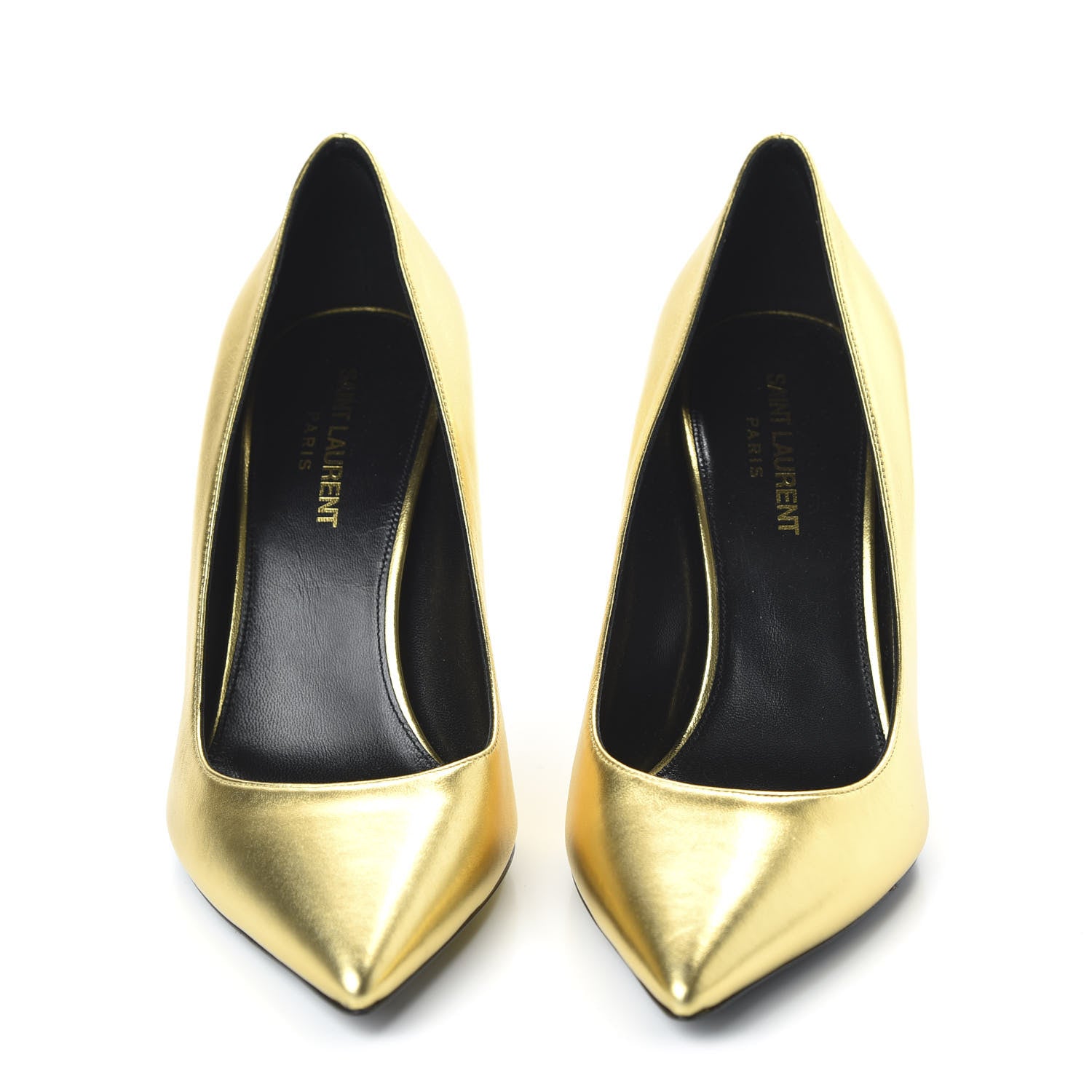 Saint Laurent Calfskin Opyum 85 Pumps 38.5 Gold 2 of 9