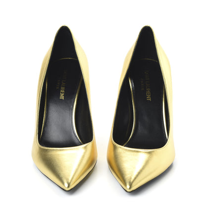 Saint Laurent Calfskin Opyum 85 Pumps 38.5 Gold 2 of 9