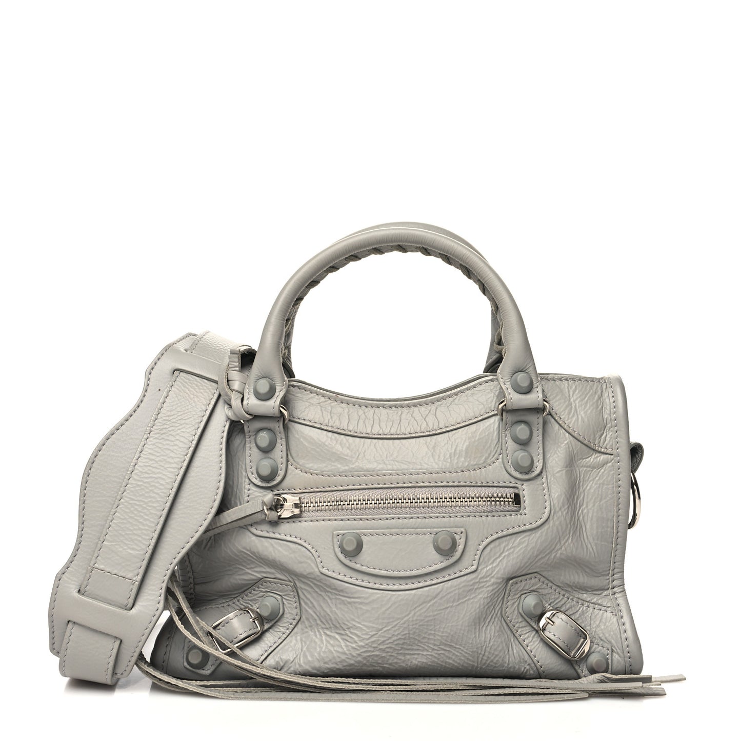 Matte Goatskin Rubber Covered Classic Hardware Mini City Gris Glace