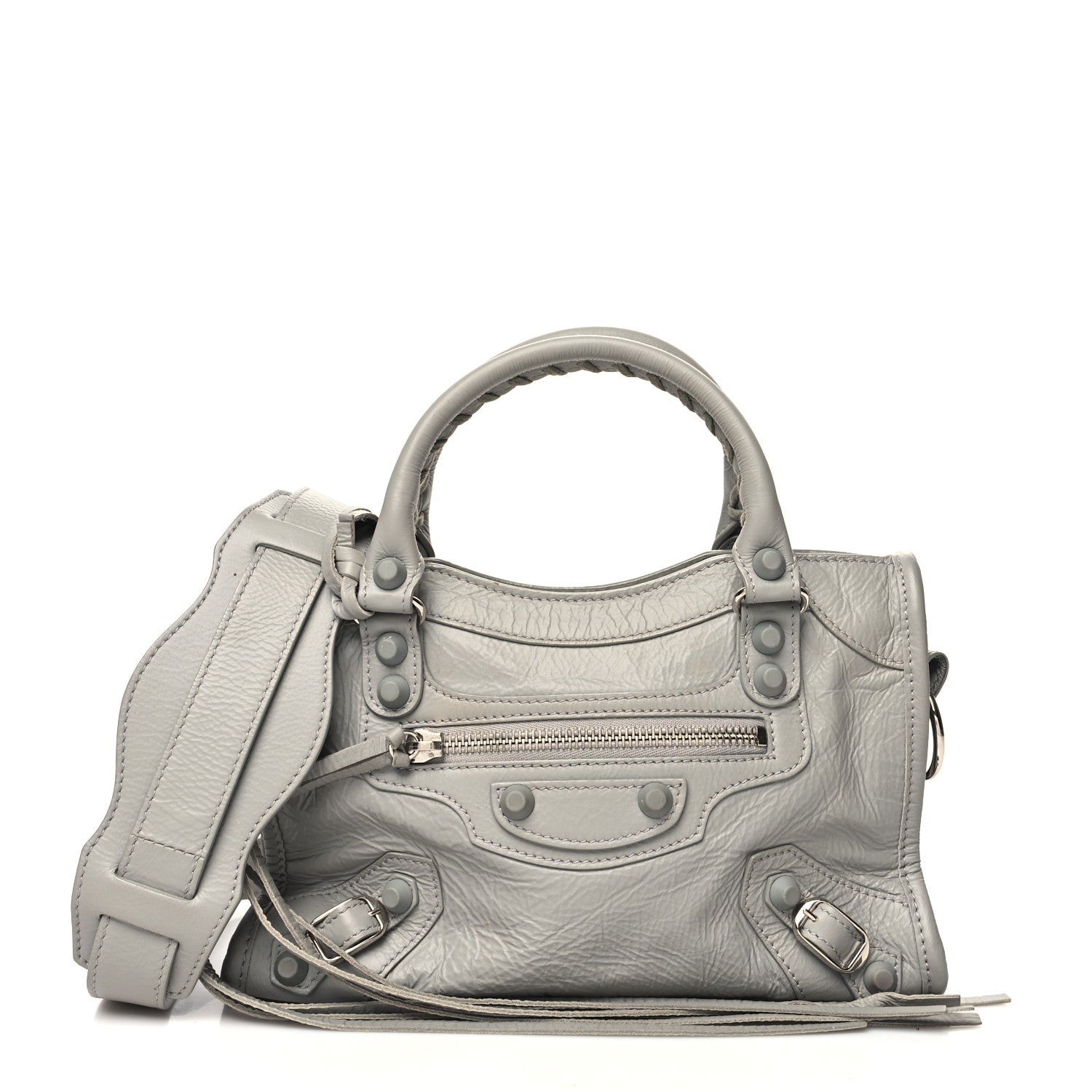 Balenciaga Matte Goatskin Rubber Covered Classic Hardware Mini City Gris Glace 3 of 14