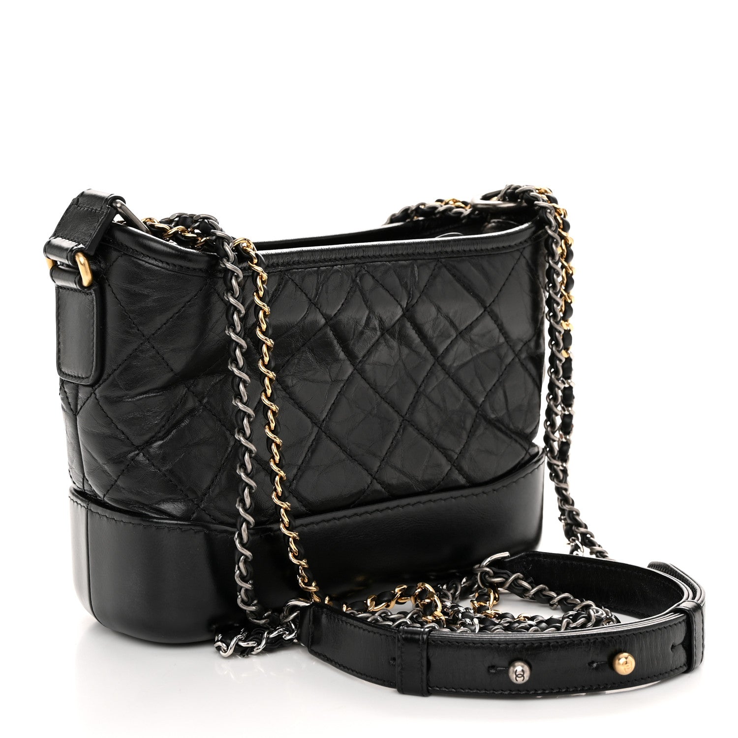 Chanel Aged Calfskin Quilted Small Gabrielle Hobo Black 3 of 10