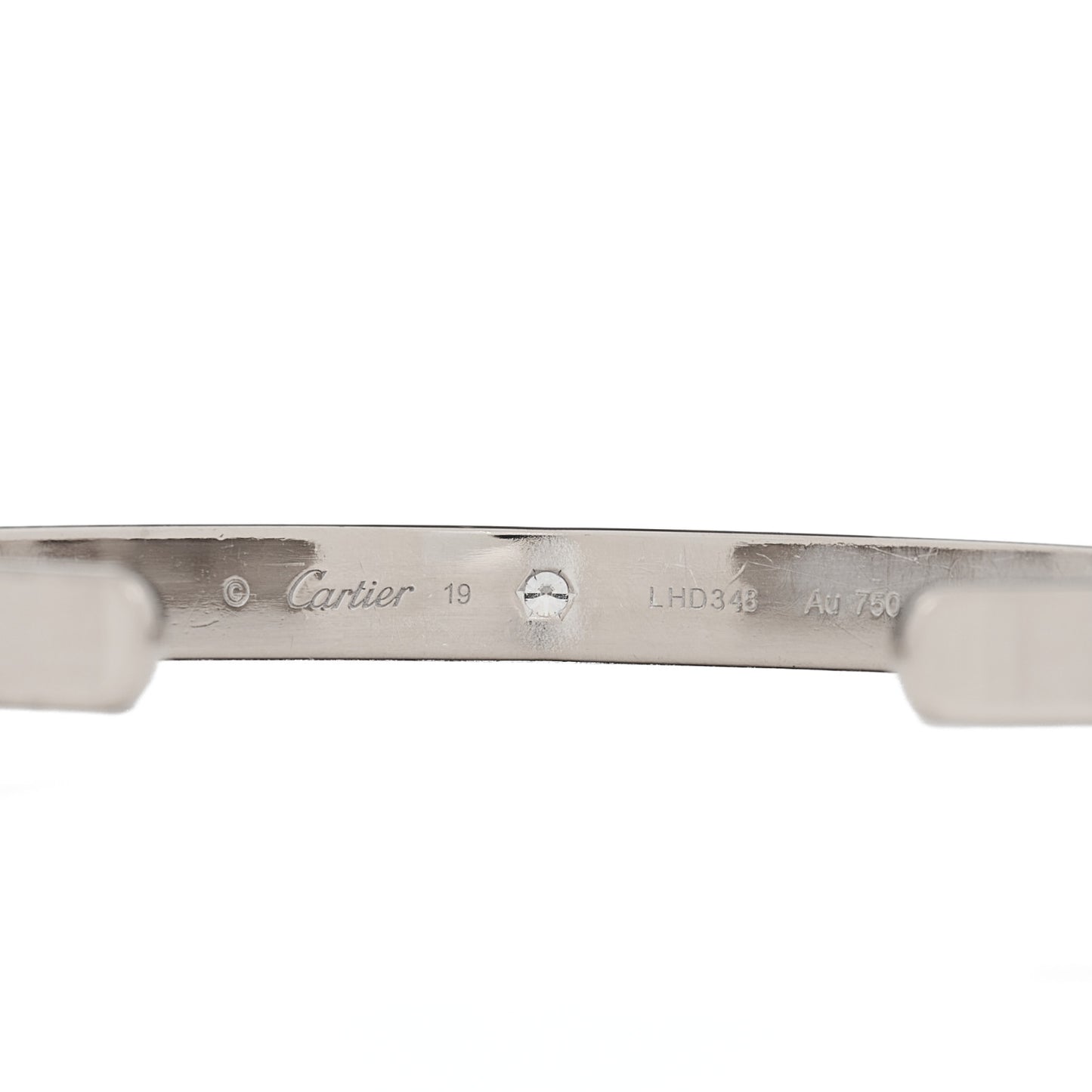 18K White Gold 1 Diamond LOVE Cuff Bracelet 19