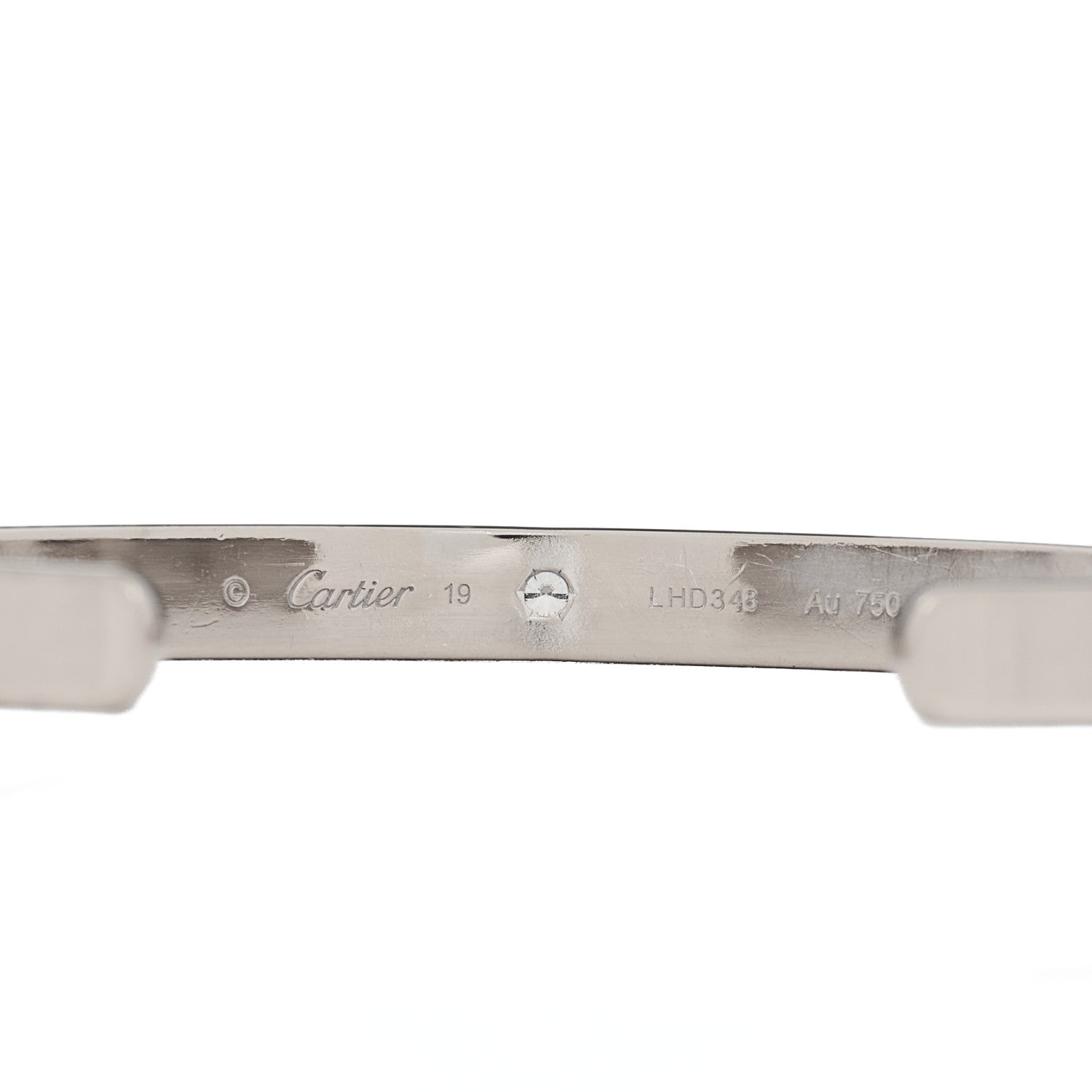 Cartier 18K White Gold 1 Diamond LOVE Cuff Bracelet 19 3 of 4