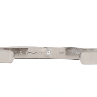 Cartier 18K White Gold 1 Diamond LOVE Cuff Bracelet 19 3 of 4