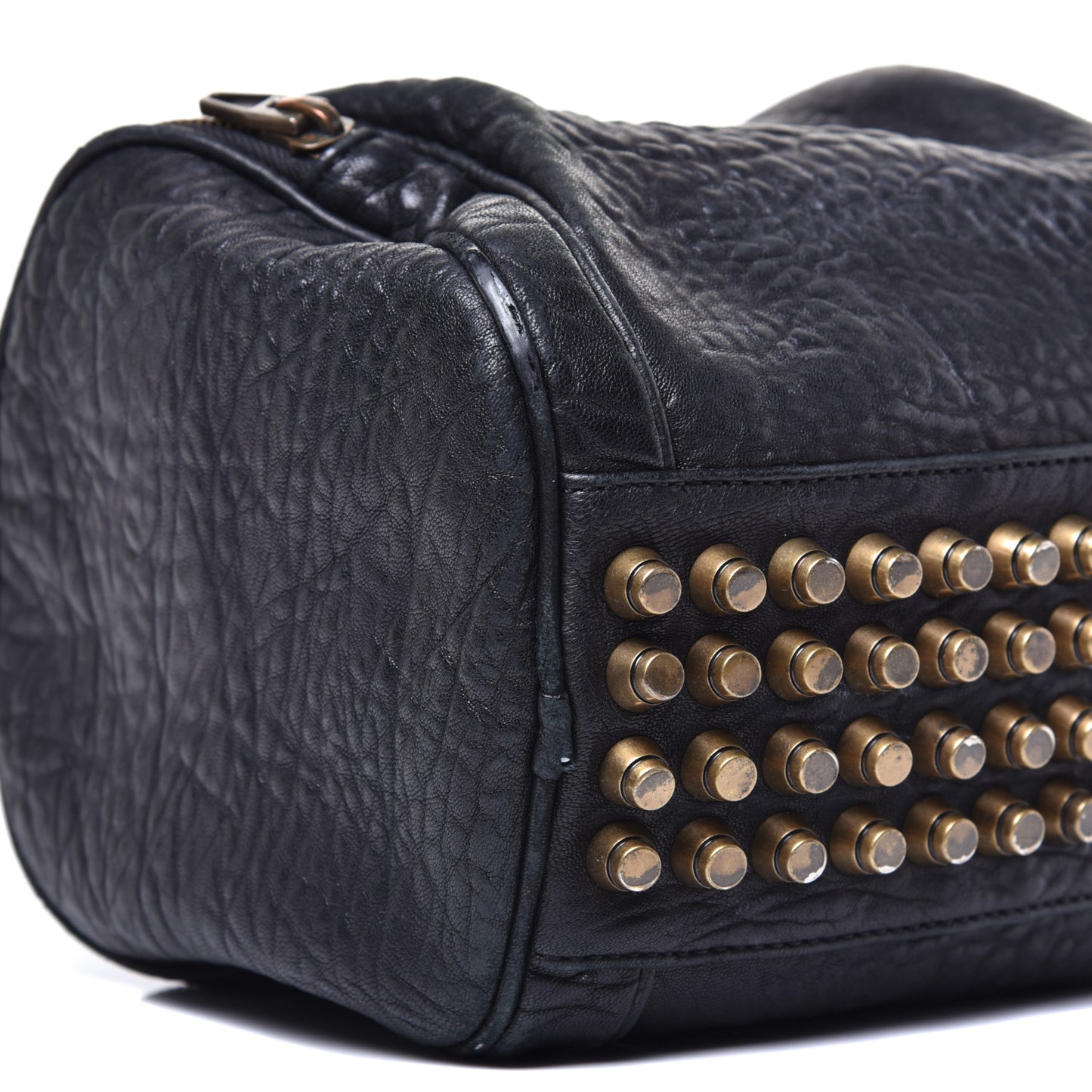 Pebbled Lambskin Angela Pochette Black Antique Brass Hardware