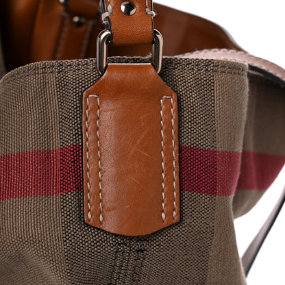 Burberry Canvas Mega Check Medium Ashby Hobo Saddle Brown 15 of 20
