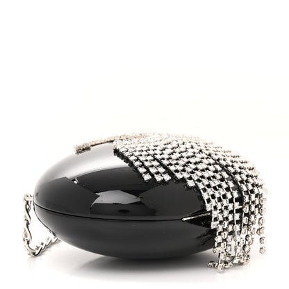 Chanel Resin Crystal Chain Fringe CC Oval Minaudiere Black 4 of 12