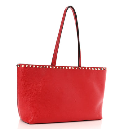 Valentino Garavani Grained Calfskin Rockstud Shoulder Tote Rouge Pur 3 of 9