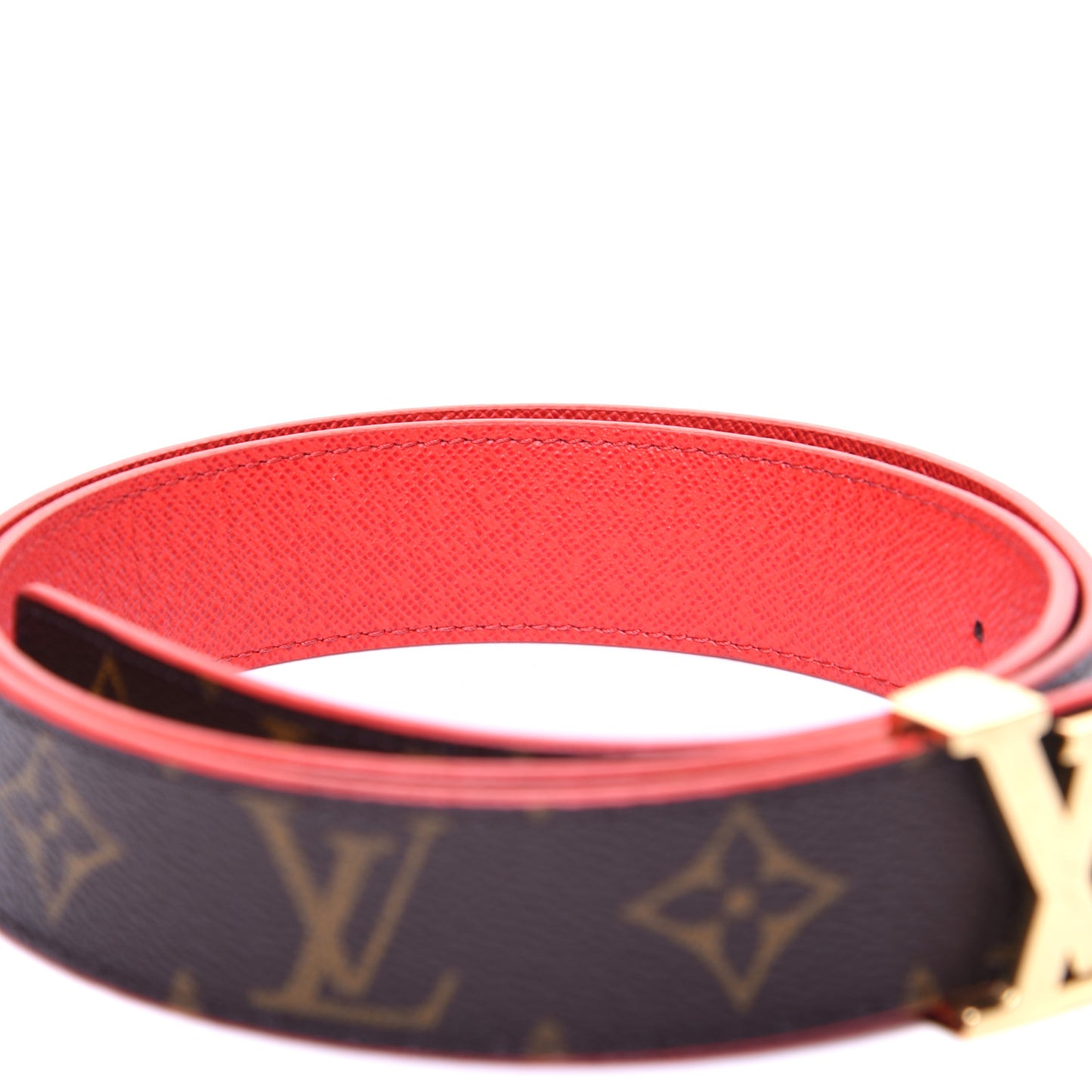 Monogram 30mm LV Initiales Reversible Belt 80 32 Coquelicot