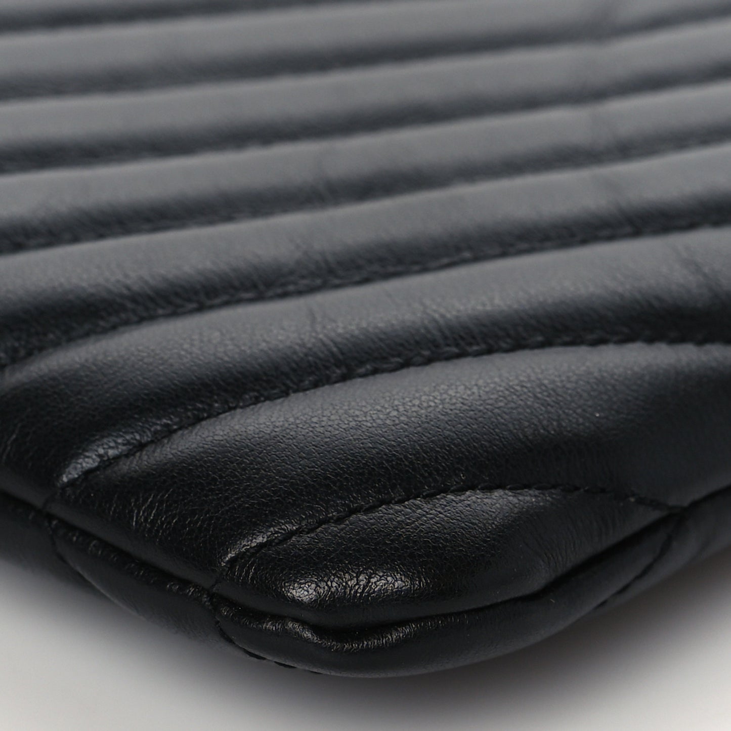 Calfskin Matelasse Chevron Monogram A5 Wristlet Black